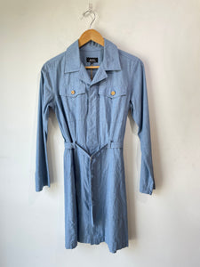 A.P.C. Blue Cotton Mini Dress with Belt