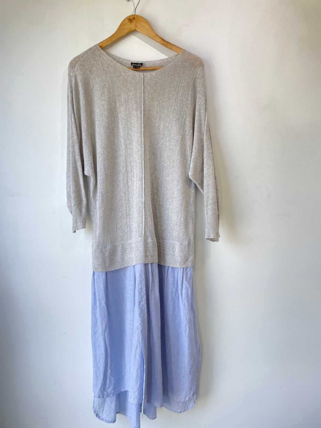 Steven Alan Grey Linen Sweater with Attached Skirt