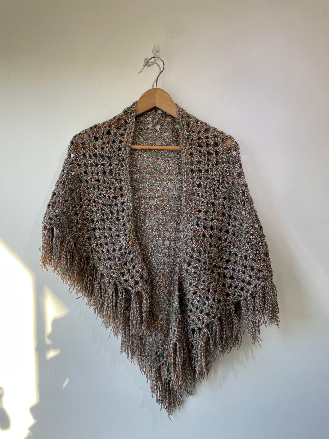 Vintage Brown Knit Shawl