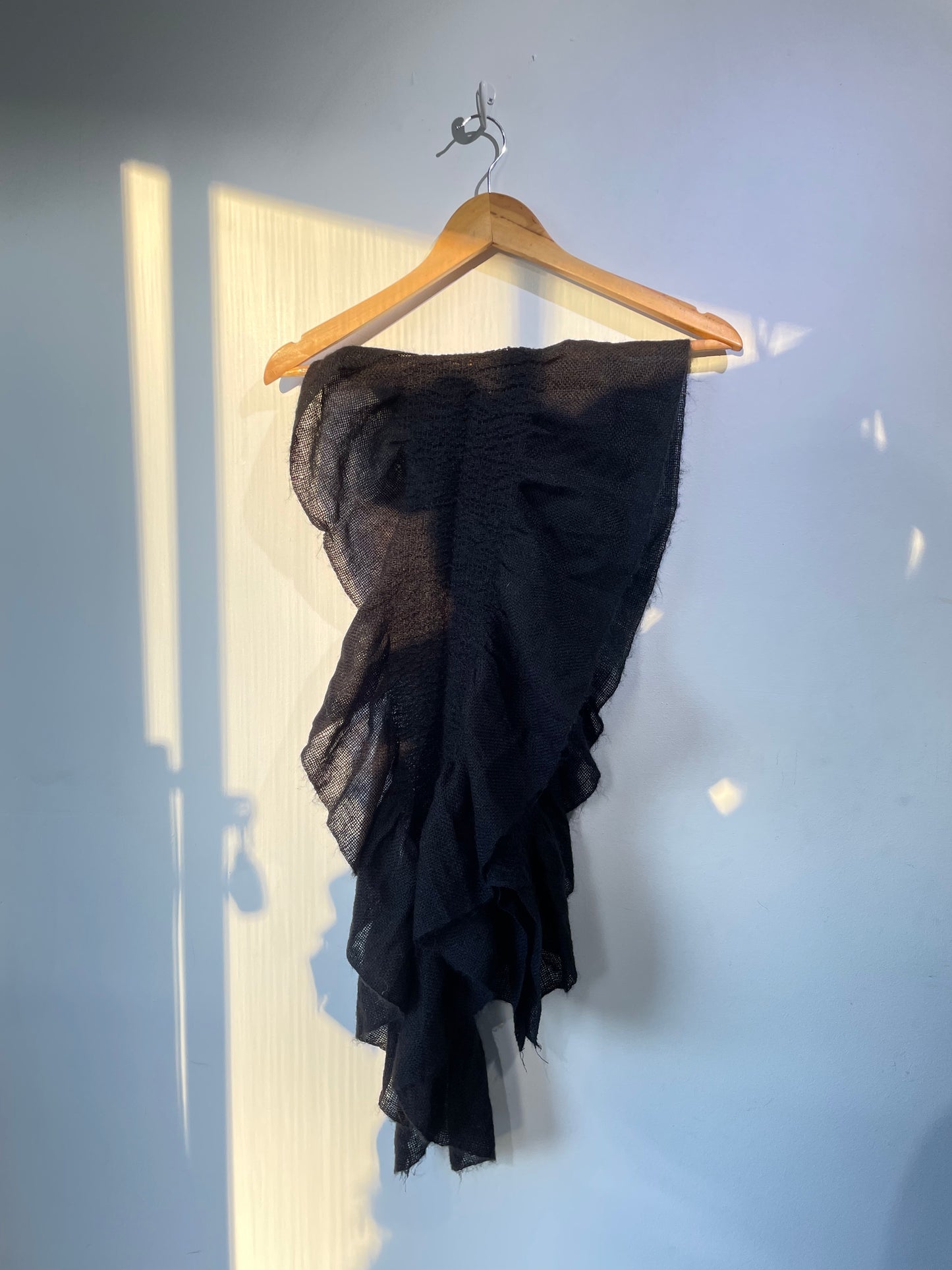 Black Cashmere Ruffle Scarf - The Curatorial Dept.