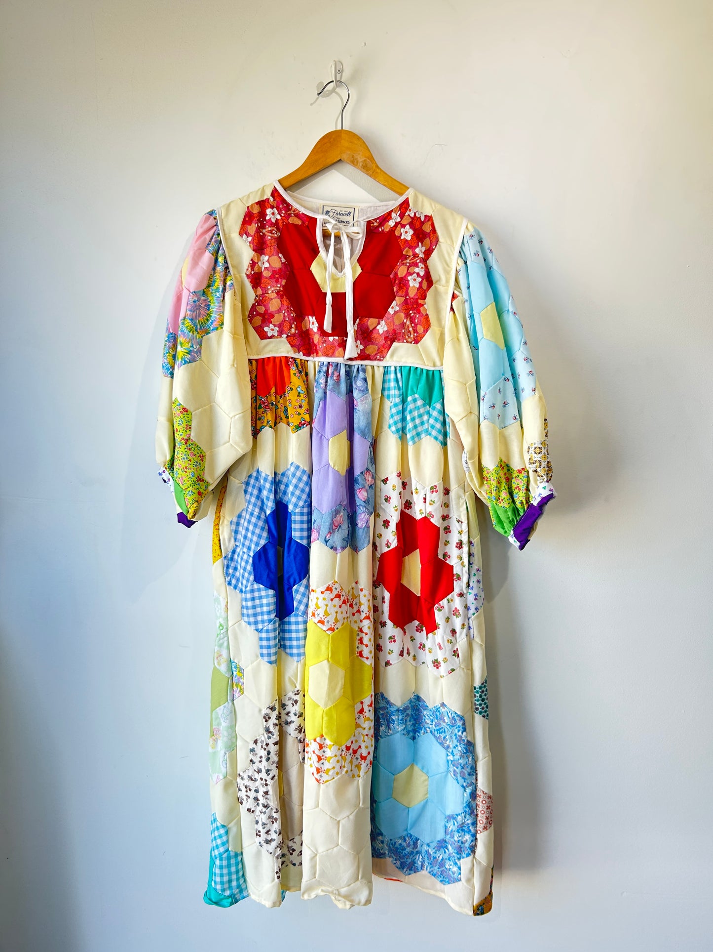 Farewell Frances Lucy Upcycled Honeycomb Patchwork Quilt Dress - The Curatorial Dept.