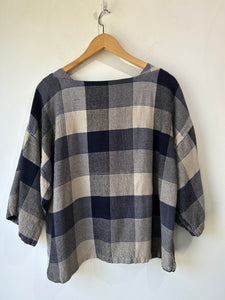 Electric Feathers Plaid Raw Silk Blouse