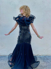 Vintage Lillie Rubin Black Sequin Mermaid Gown With Stunning Swirls