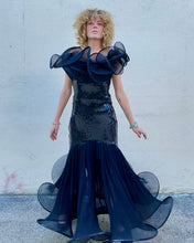 Vintage Lillie Rubin Black Sequin Mermaid Gown With Stunning Swirls