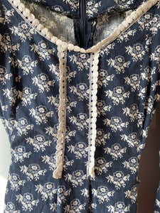 Early Laura Ashley Vintage Blue Floral Dress - The Curatorial Dept.