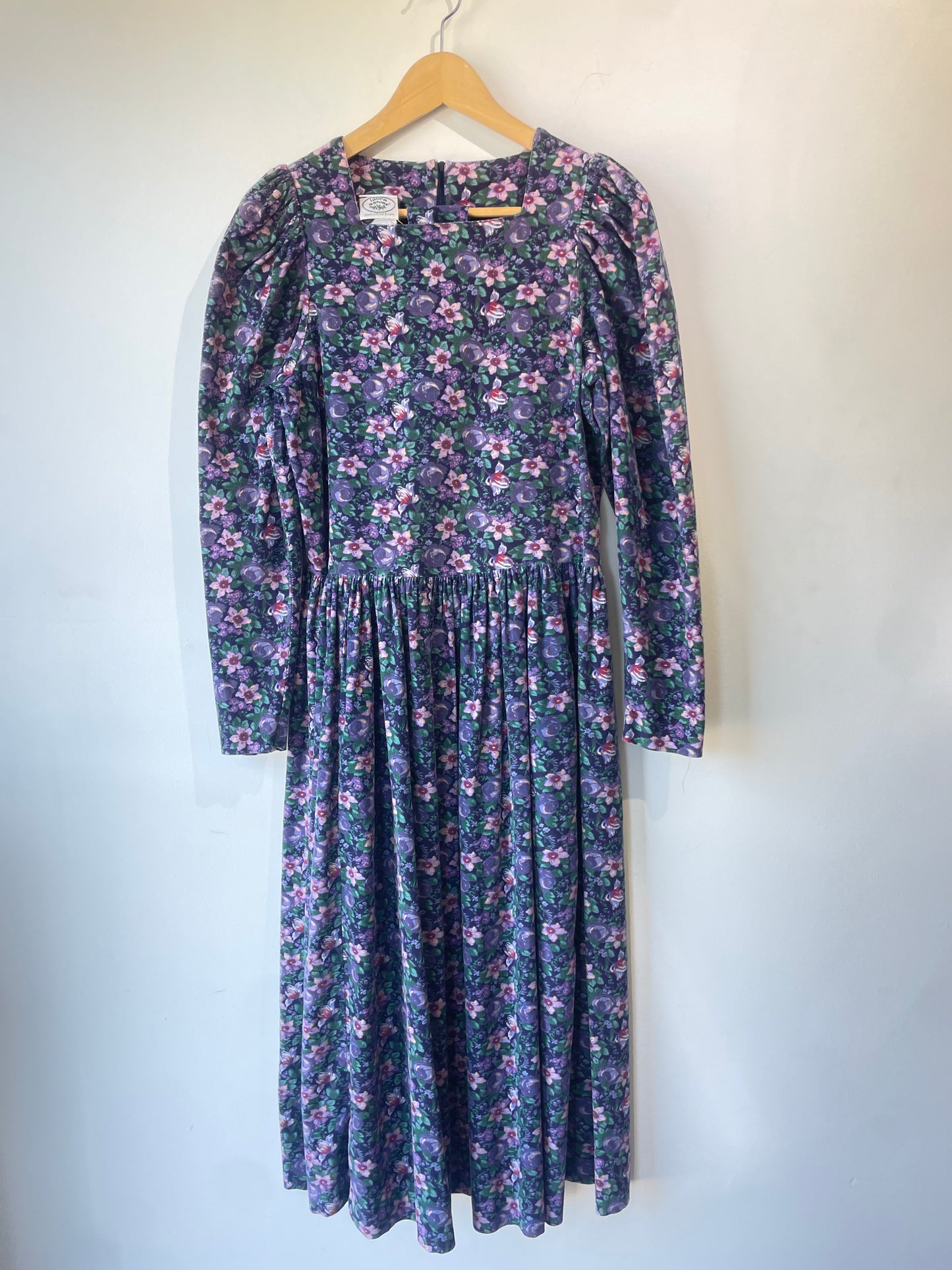 Vintage Laura Ashley Floral Corduroy Maxi Dress - The Curatorial Dept.