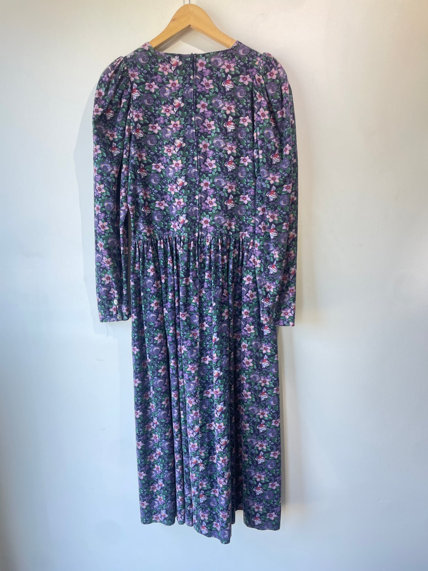 Vintage Laura Ashley Floral Corduroy Maxi Dress - The Curatorial Dept.