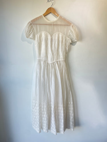 Vintage Delicate White Tea Dress - The Curatorial Dept.