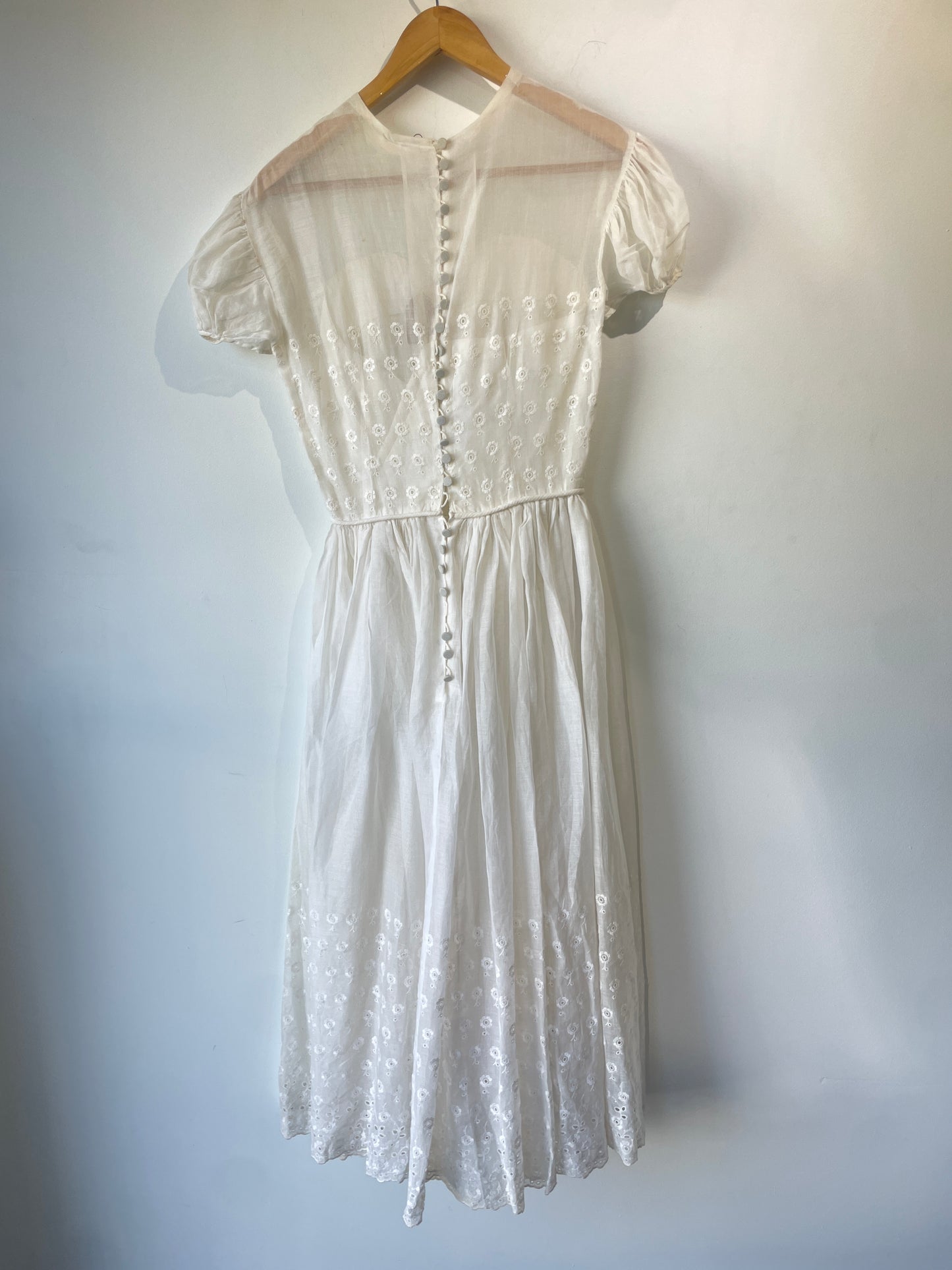 Vintage Delicate White Tea Dress - The Curatorial Dept.