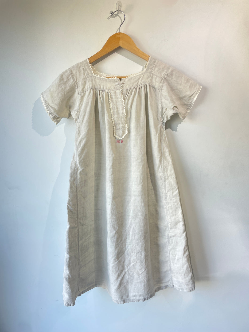 Antique Victorian Nightgown Dress M.K. Initials