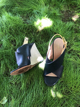 Celine Navy Leather Wedges - The Curatorial Dept.