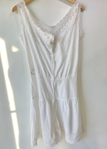 Vintage Victorian Era White Cotton Playsuit