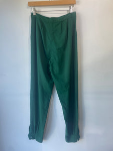 Electric Feathers Green Raw Silk Noil Trousers