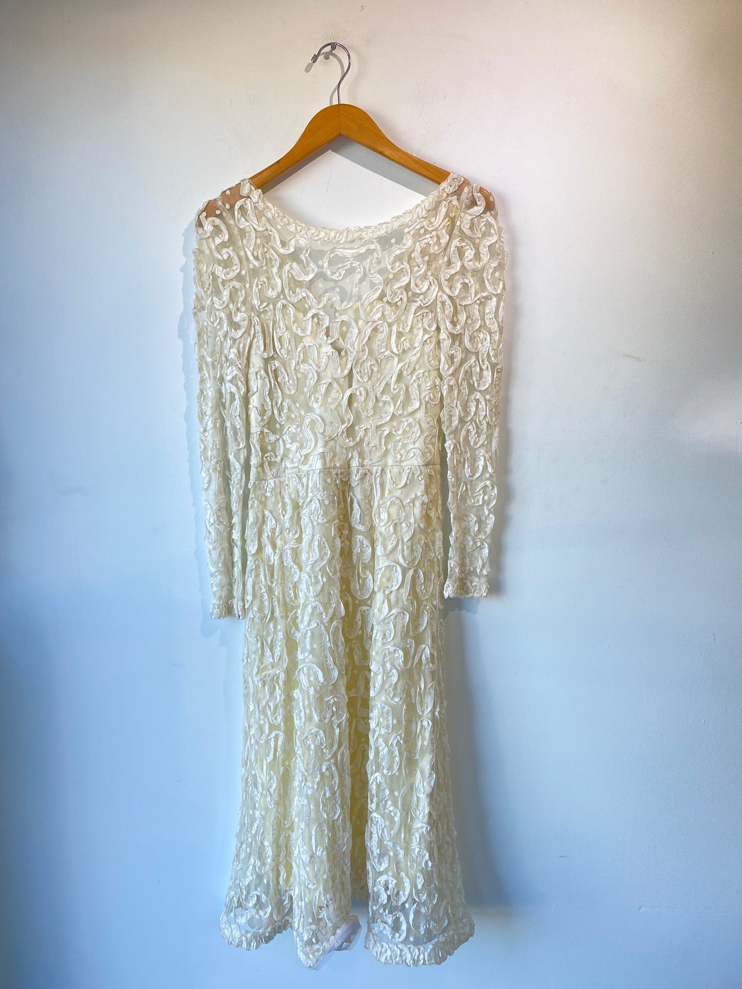 Vintage Victor Costa Semi Sheer Patterned White Dress - The Curatorial Dept.