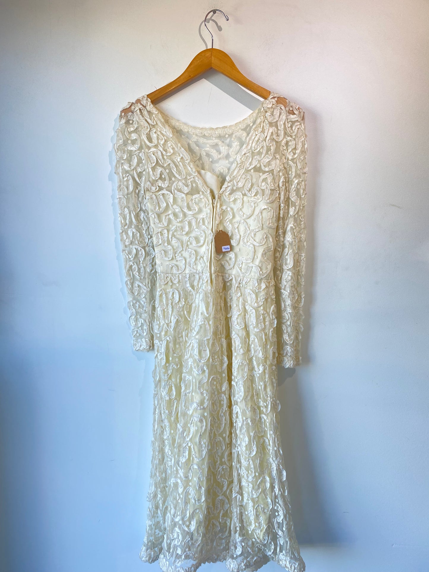 Vintage Victor Costa Semi Sheer Patterned White Dress - The Curatorial Dept.
