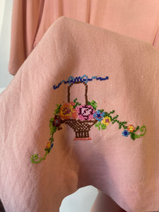 Vintage Pink Embroidered Dress