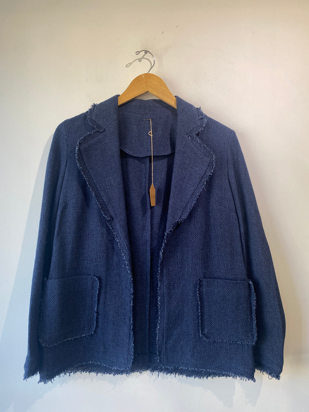 Lavese en Seco Navy Blue Linen Overcoat