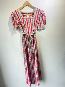 Pink Striped Floral Maxi Dress - The Curatorial Dept.
