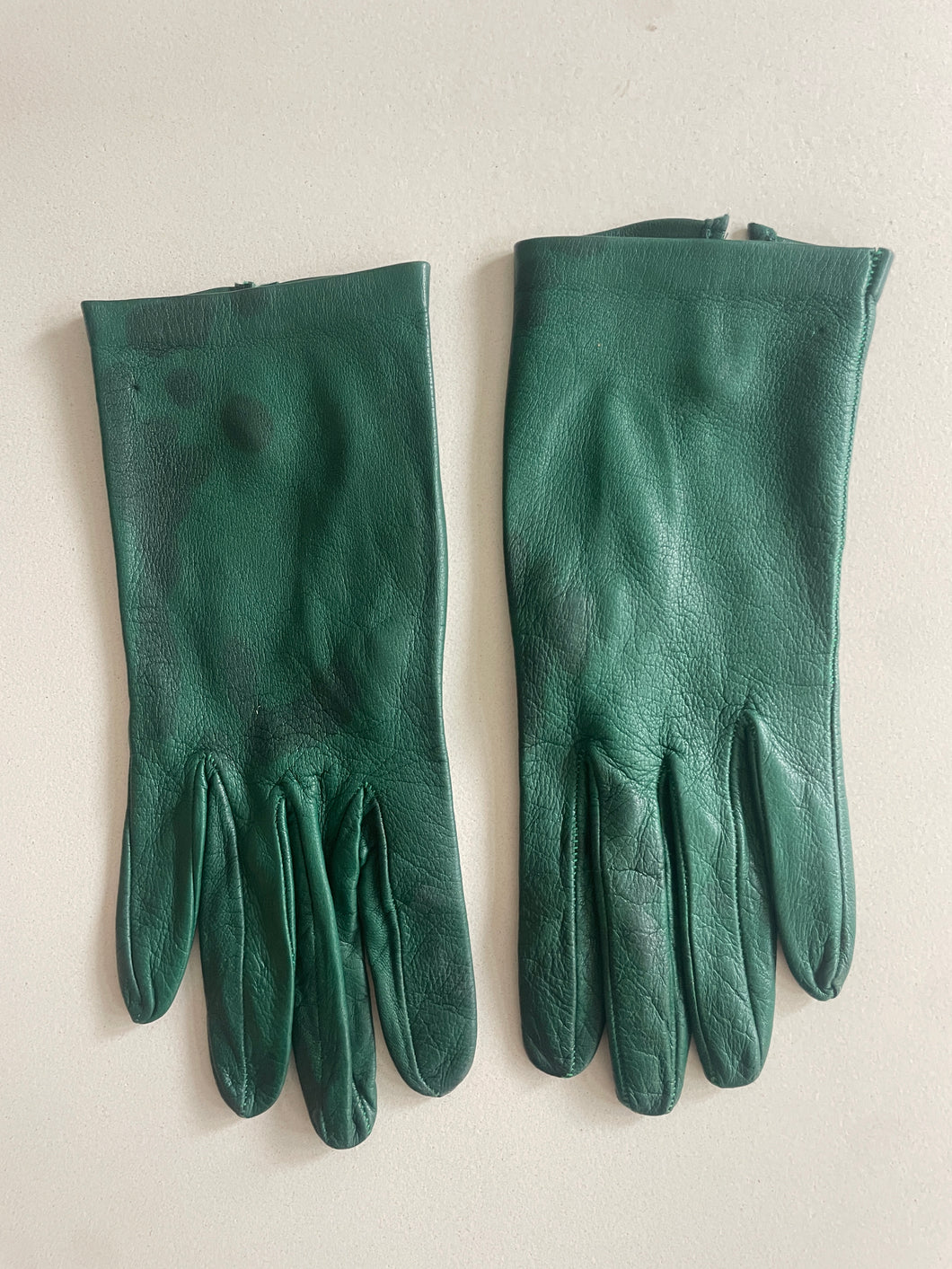 Vintage Green Kid Leather Gloves