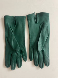 Vintage Green Kid Leather Gloves