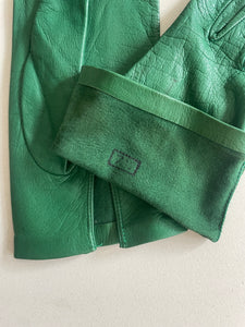 Vintage Green Kid Leather Gloves