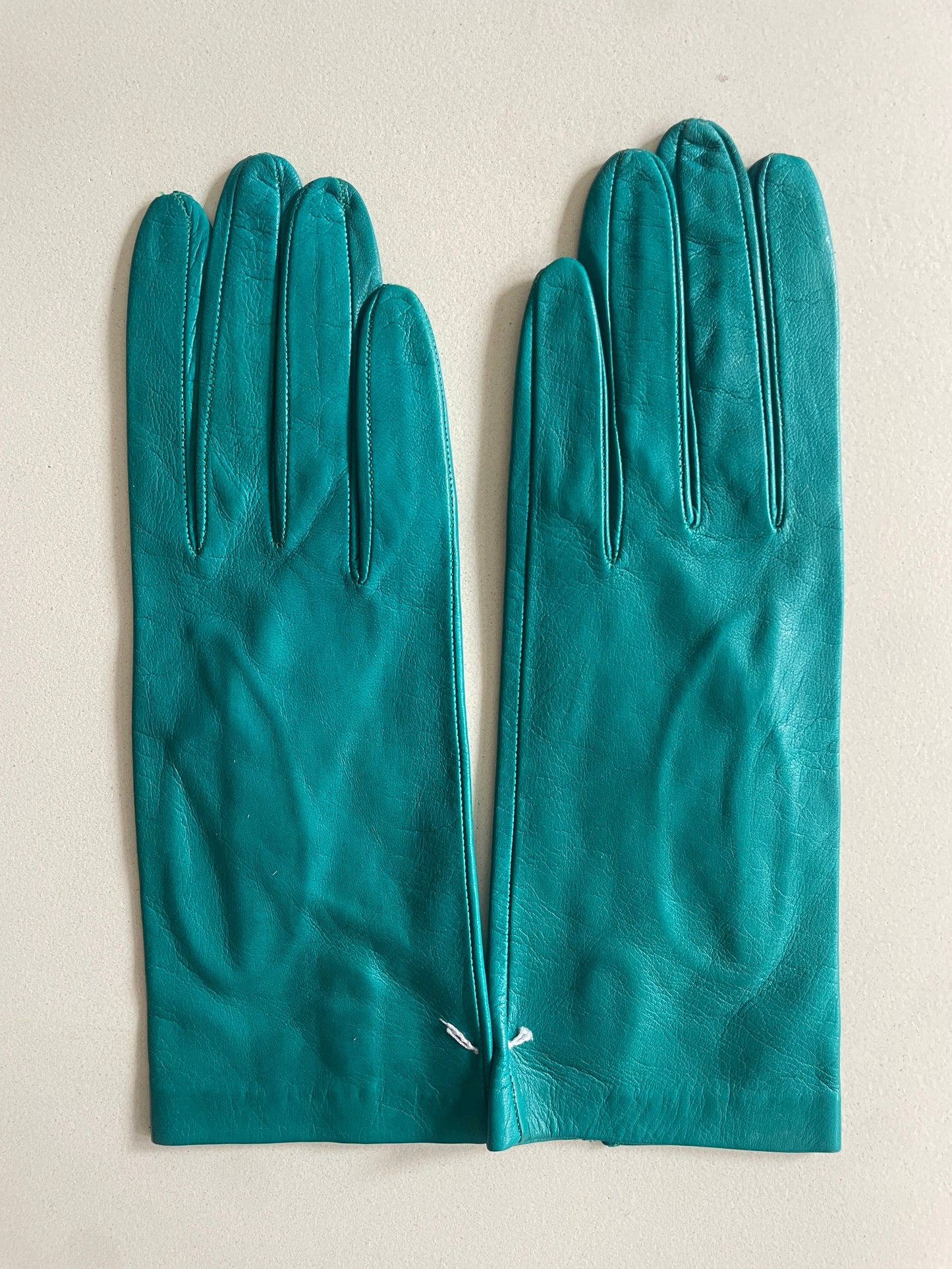 Vintage Teal Kid Leather Gloves - The Curatorial Dept.