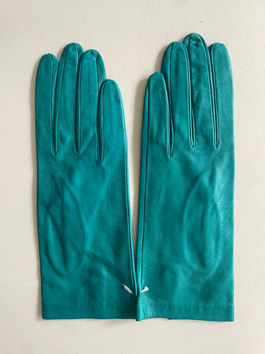 Vintage Teal Kid Leather Gloves