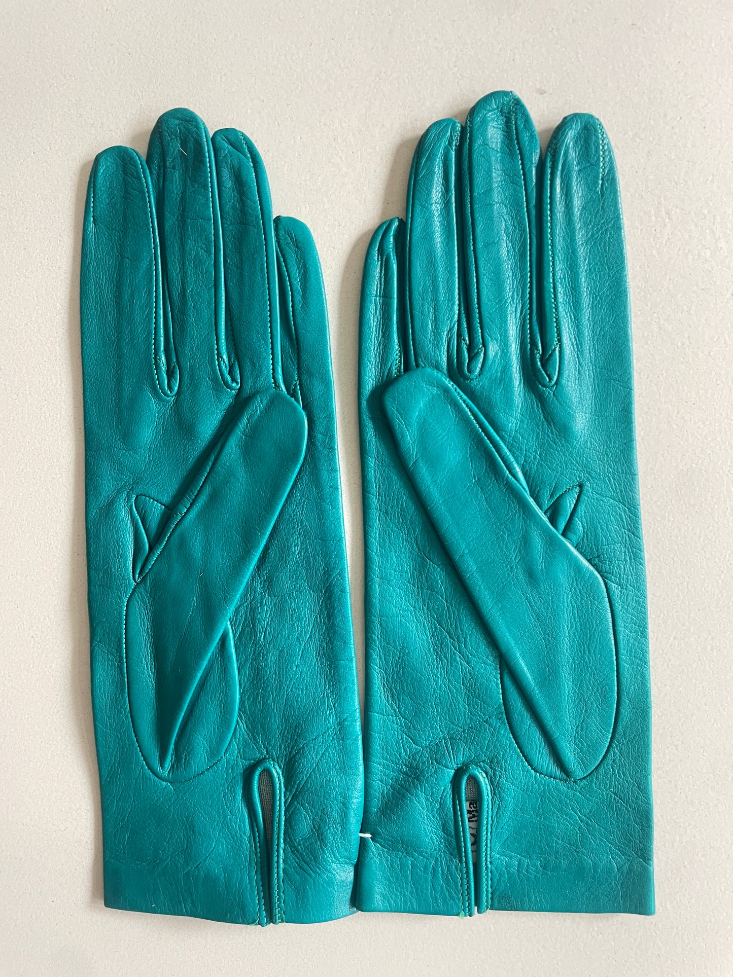 Vintage Teal Kid Leather Gloves - The Curatorial Dept.