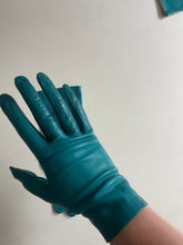 Vintage Teal Kid Leather Gloves
