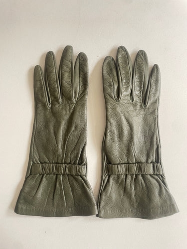 Vintage Green Kid Leather Gloves