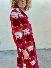 Vintage I. Magnin Velvet Dress With Bold Geometric Pattern - The Curatorial Dept.