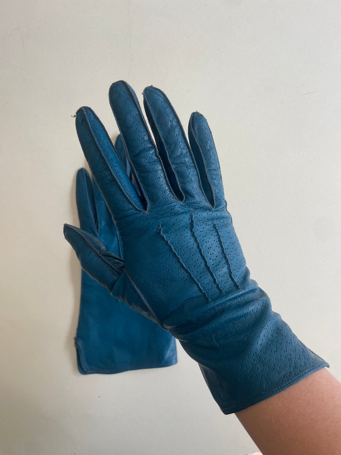 Vintage Ann Taylor Perforated Kid Leather Gloves - The Curatorial Dept.
