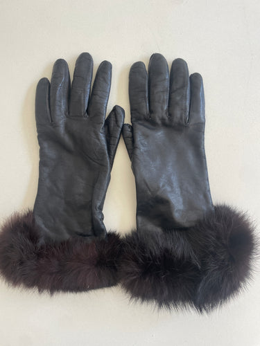 Vintage Fur Cuffed Kid Leather Gloves