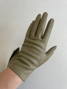 Vintage Olive Green Kid Leather Gloves