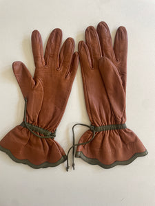 Vintage Brown Kid Leather Gloves