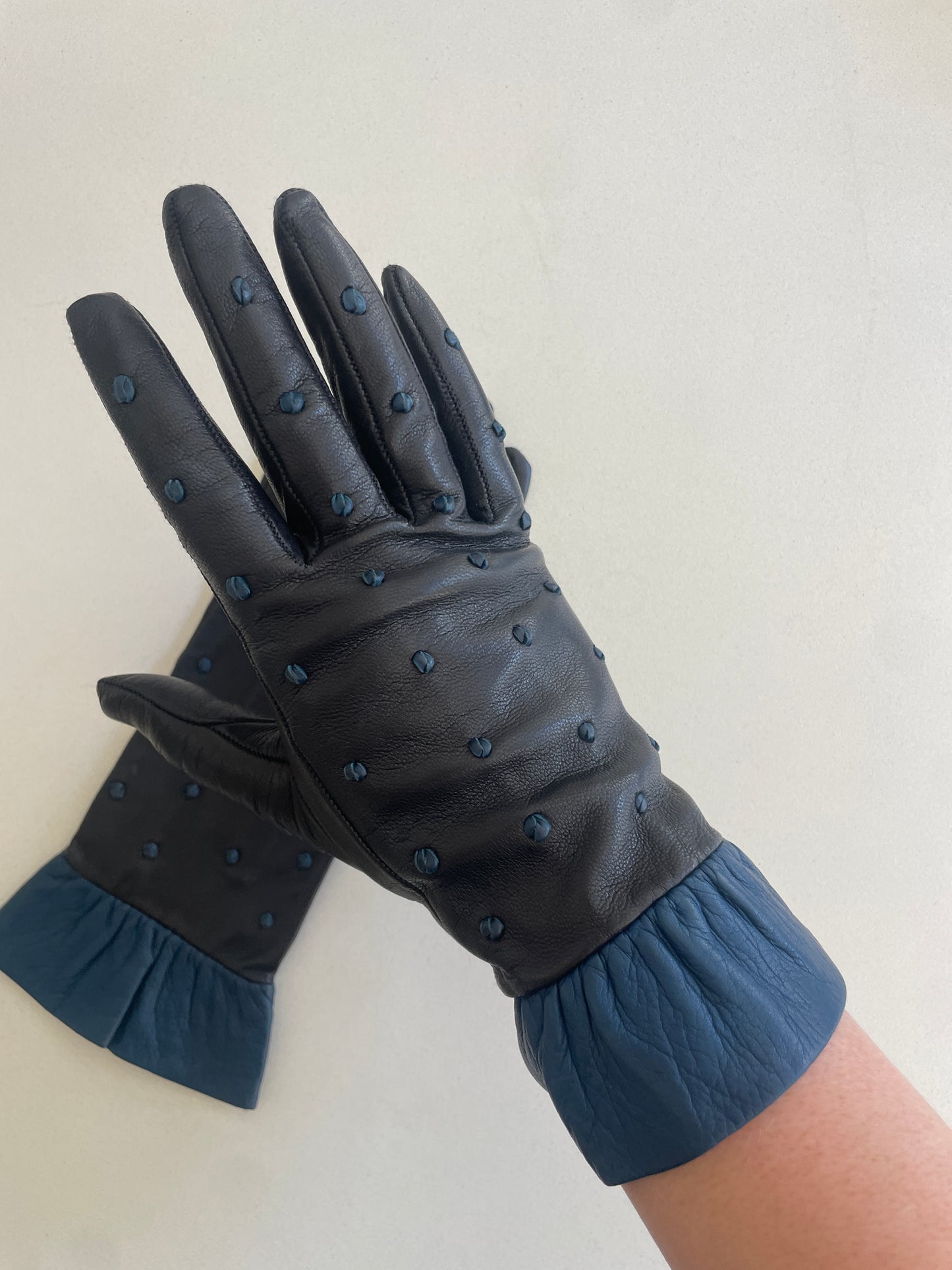 Vintage Polka Dot Kid Leather Gloves - The Curatorial Dept.
