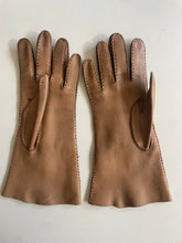 Vintage Tan with Bows Kid Leather Gloves