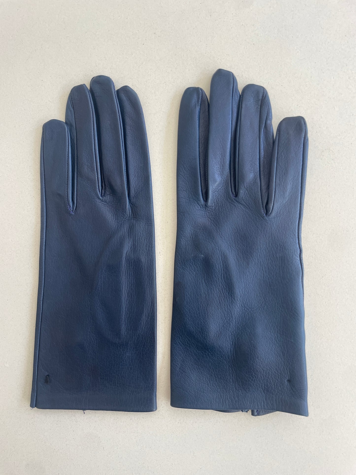 Vintage Navy Kid Leather Gloves - The Curatorial Dept.