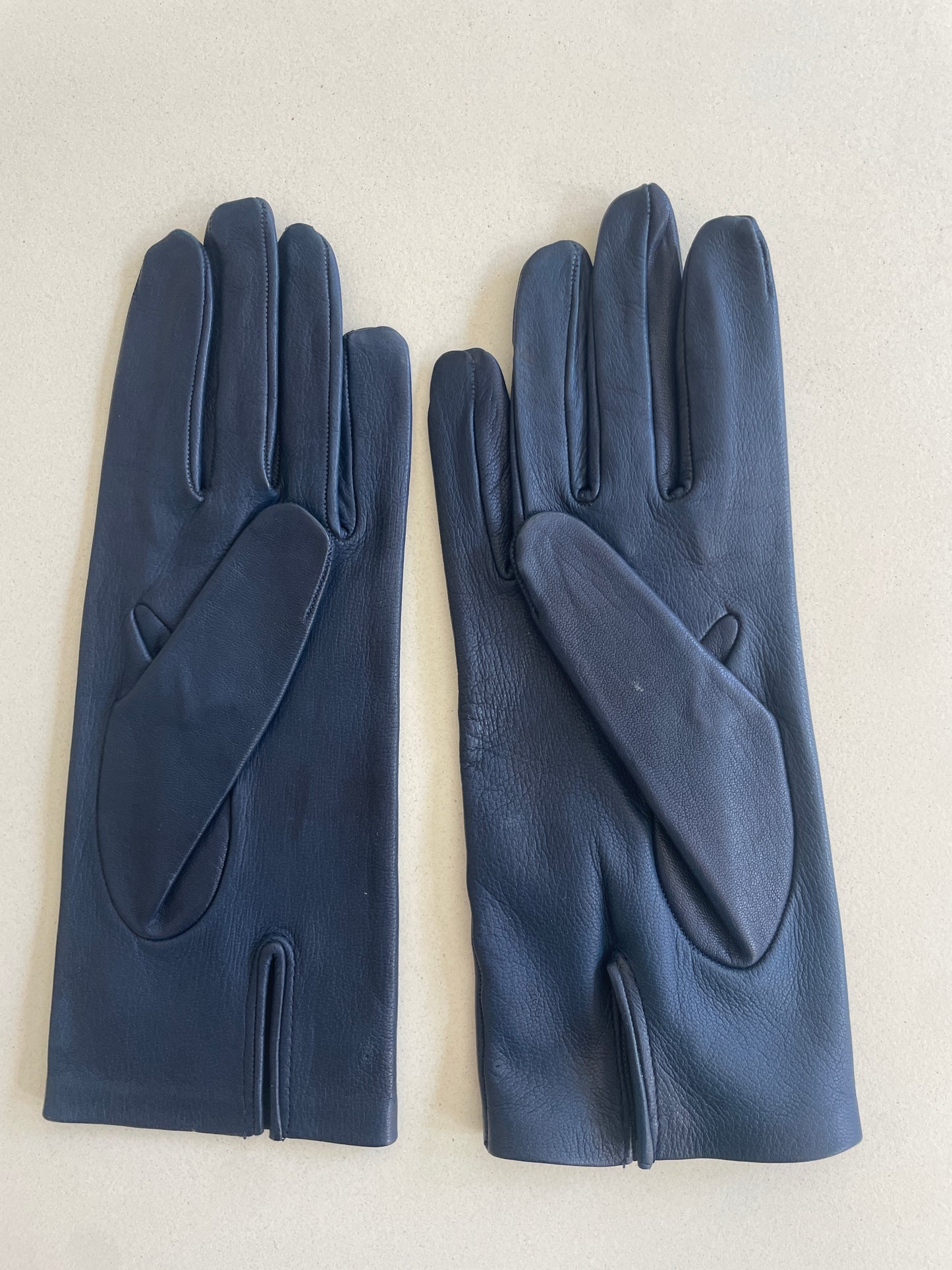 Vintage Navy Kid Leather Gloves - The Curatorial Dept.