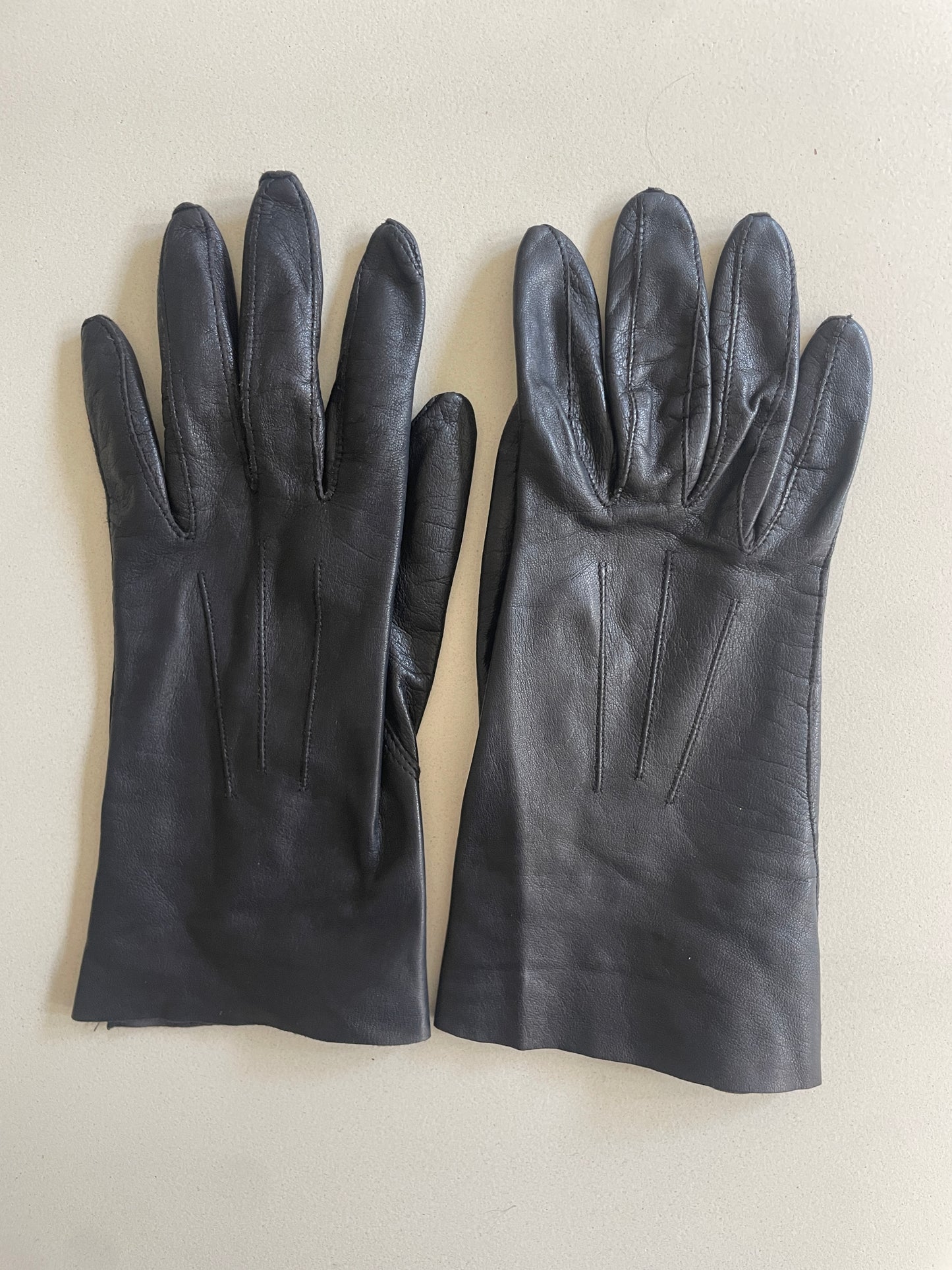 Vintage Black Kid Leather Gloves - The Curatorial Dept.