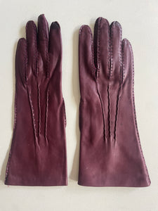 Vintage Maroon Kid Leather Gloves