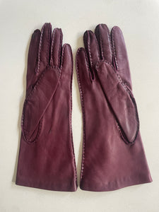 Vintage Maroon Kid Leather Gloves