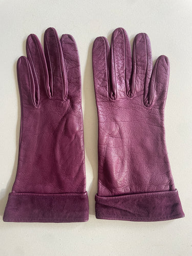 Vintage Berry Kid Leather Gloves