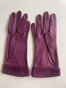 Vintage Berry Kid Leather Gloves