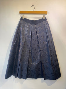 Rebecca Taylor Shimmery Navy Blue Pleated Skirt