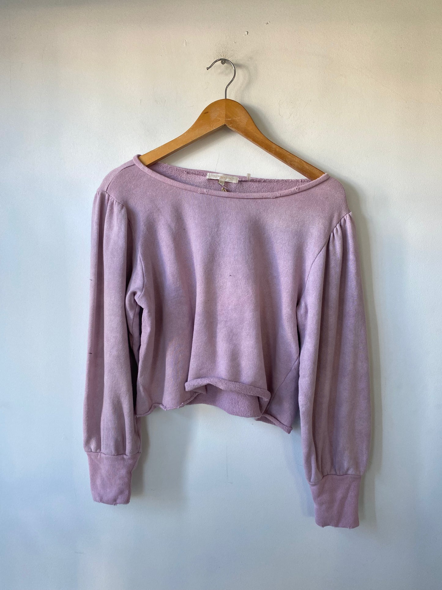 Love Shack Fancy Cropped Lavender Sweatshirt - The Curatorial Dept.