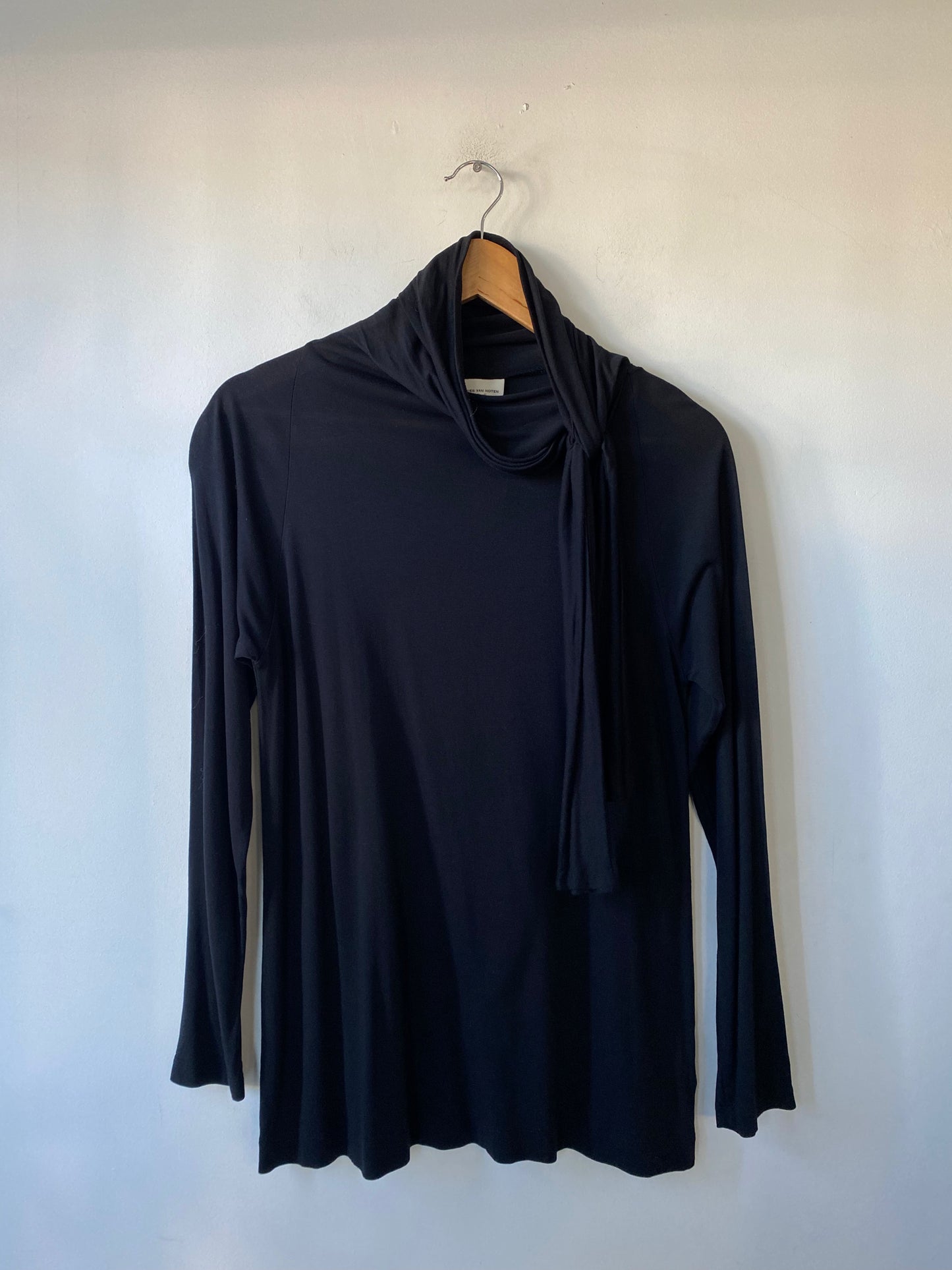 Dries Van Noten Black Turtleneck with Tie - The Curatorial Dept.