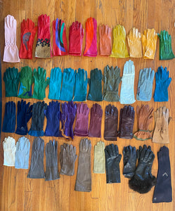 Vintage Teal Kid Leather Gloves
