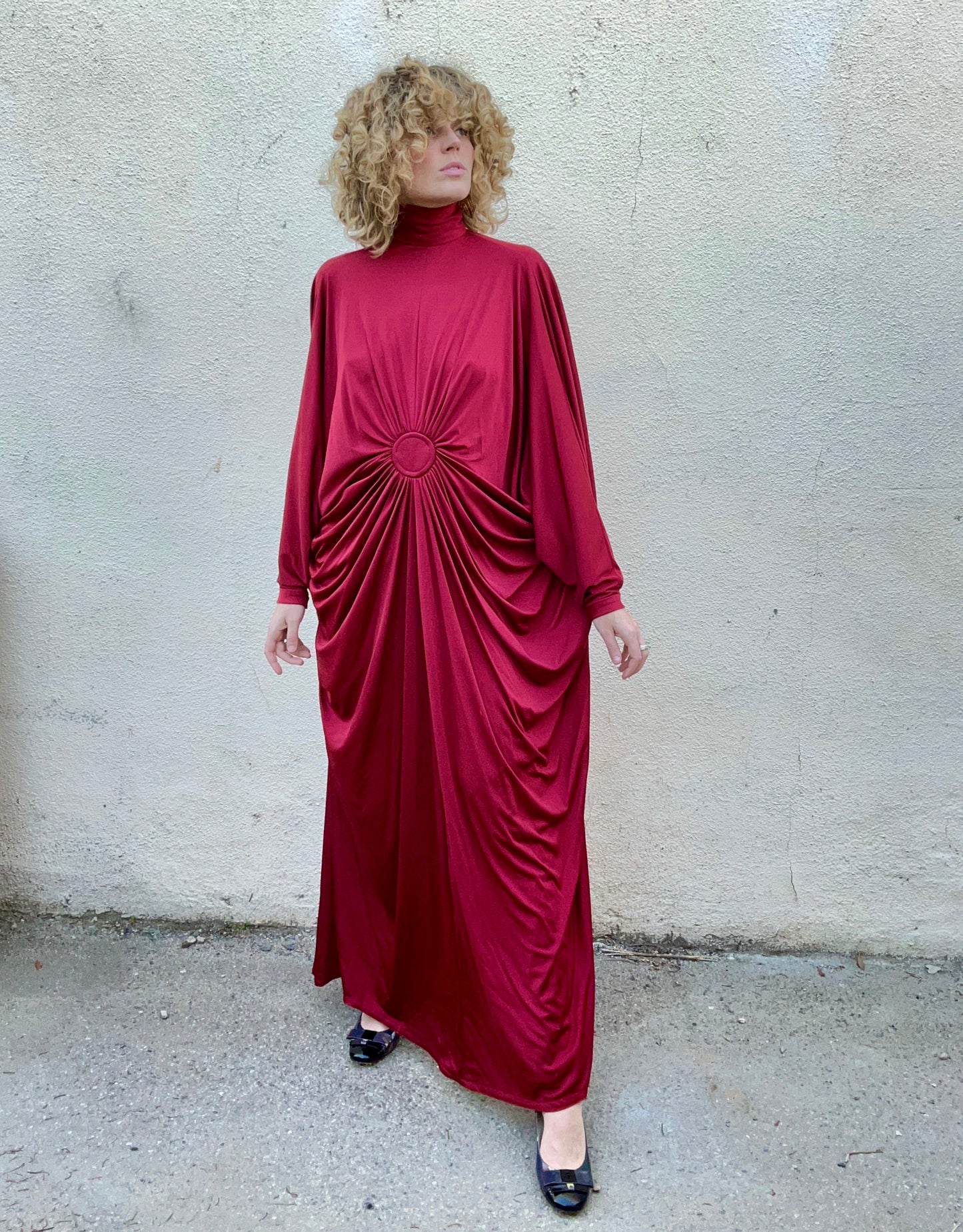 Stunning Vintage Yuki Rembrandt Burgundy Gown - The Curatorial Dept.