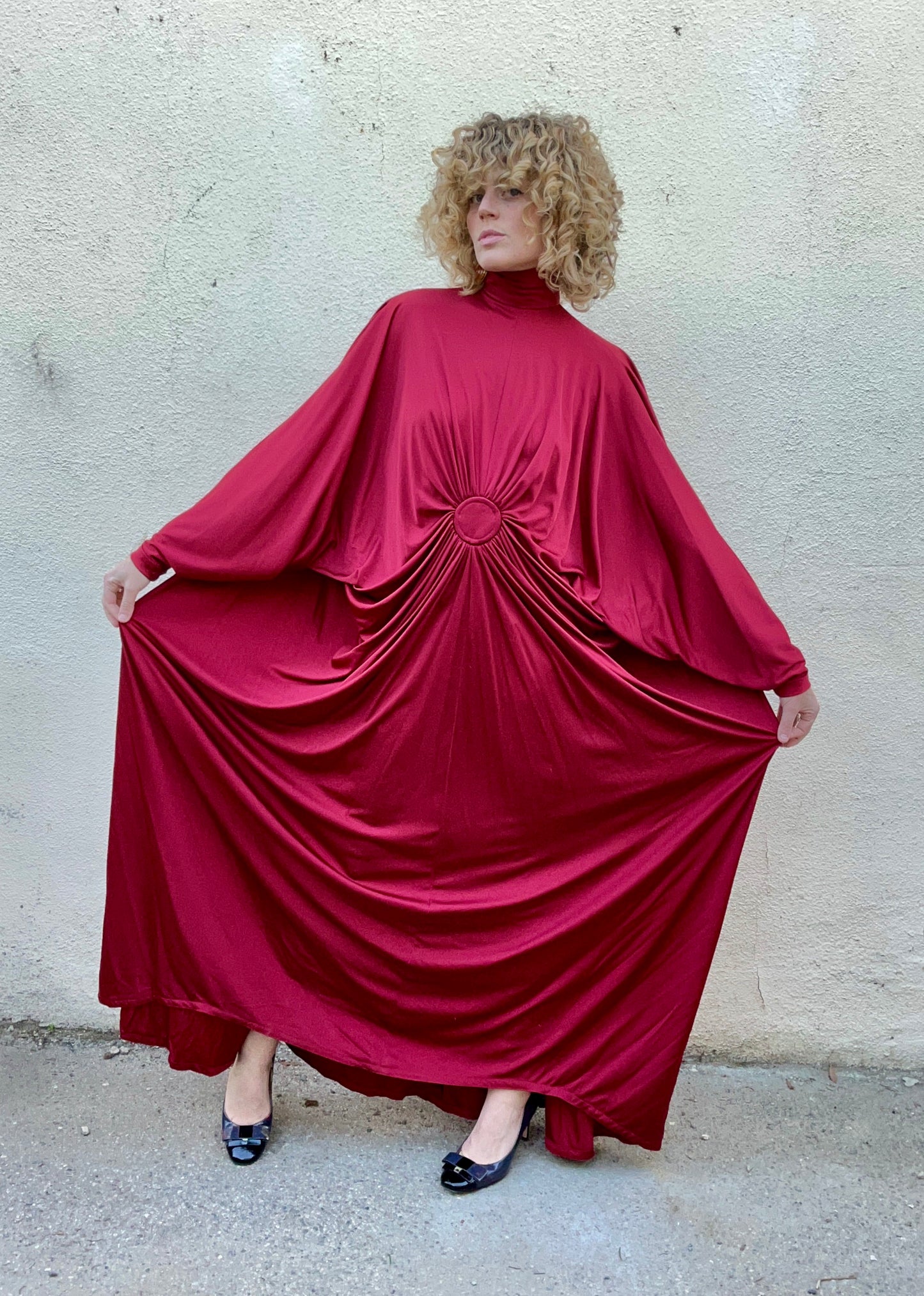Stunning Vintage Yuki Rembrandt Burgundy Gown - The Curatorial Dept.